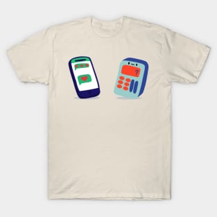 Phone loves calculator; funny; graphic; love; cartoon; character; humor; humorous; cute; joke; cool; gift for dad; gift for man; gift for husband; T-Shirt